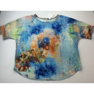 NWT Leo & Nicole Blue/Multi Dopomine Coatal Grandma Effortless Size M Petite